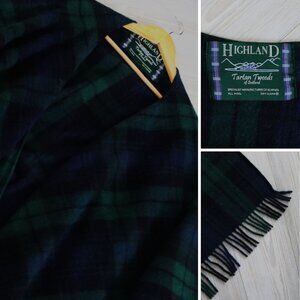 Highland Tartan Tweeds Of Scotland Cape Plaid Drape Shawl Fringe 100% Wool